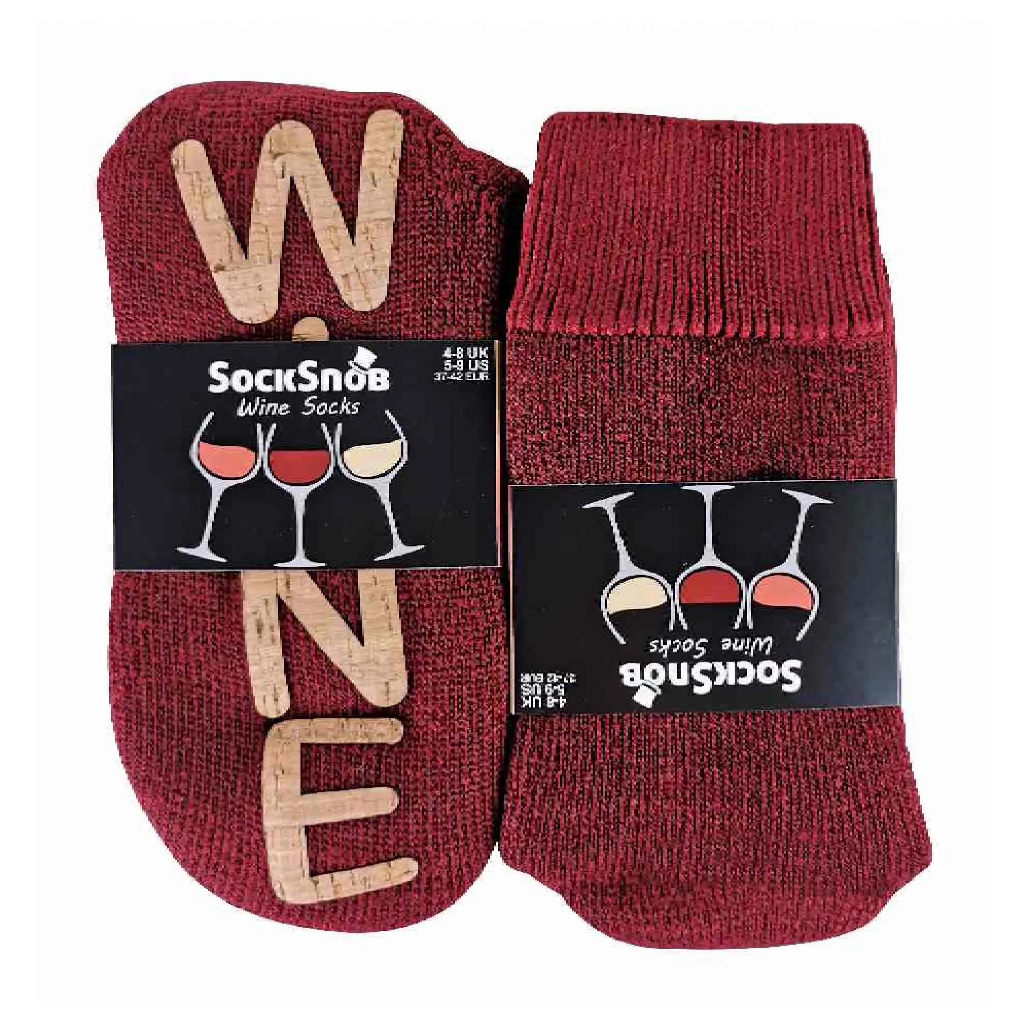 1 Pack Ladies Novelty Wine Slipper Socks with Cork Grips