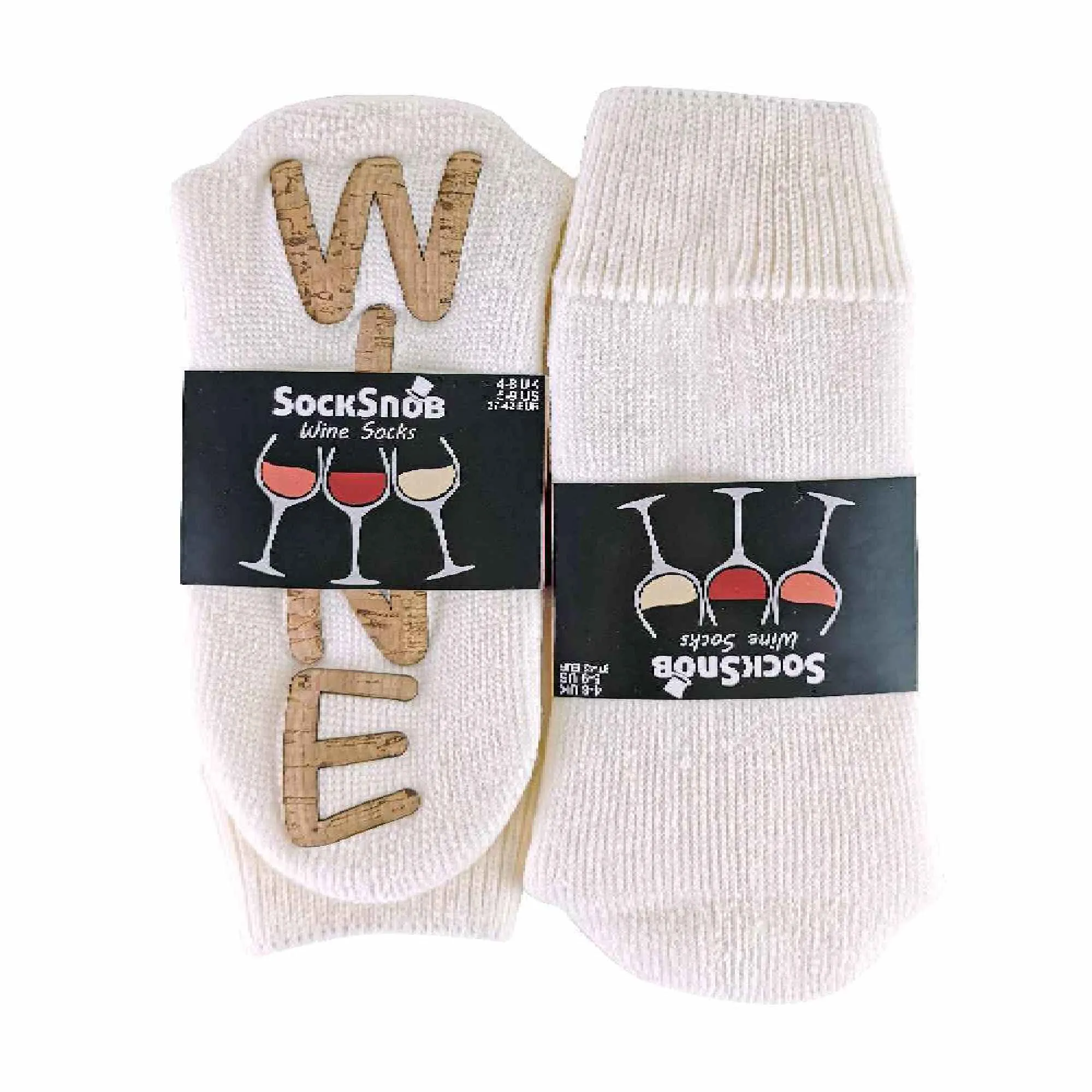 1 Pack Ladies Novelty Wine Slipper Socks with Cork Grips