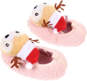 1 Pair reindeer baby shoes newborn crib house shoes newborn plush shoes infant slipper baby shower toddler soft sole toddler cot Baby Cotton Shoes floor shoes indoor
