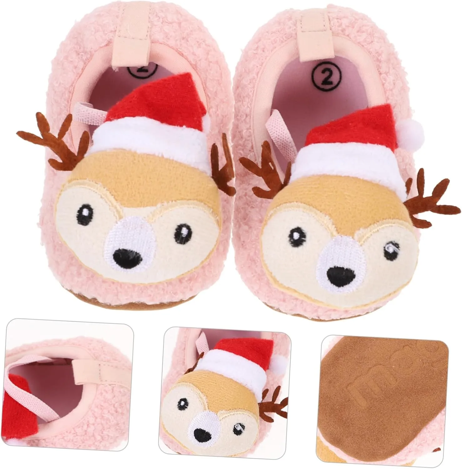 1 Pair reindeer baby shoes newborn crib house shoes newborn plush shoes infant slipper baby shower toddler soft sole toddler cot Baby Cotton Shoes floor shoes indoor