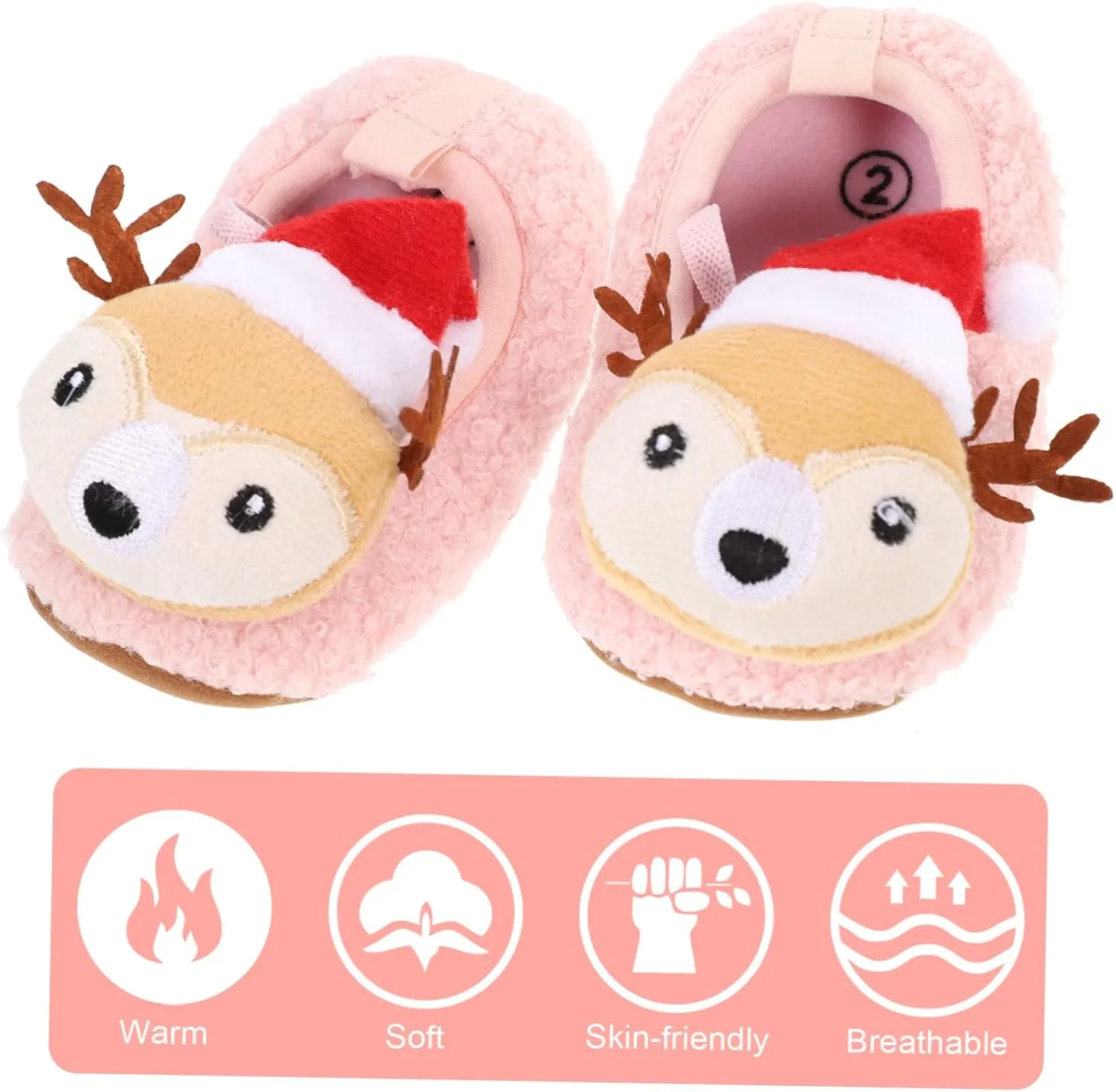 1 Pair reindeer baby shoes newborn crib house shoes newborn plush shoes infant slipper baby shower toddler soft sole toddler cot Baby Cotton Shoes floor shoes indoor