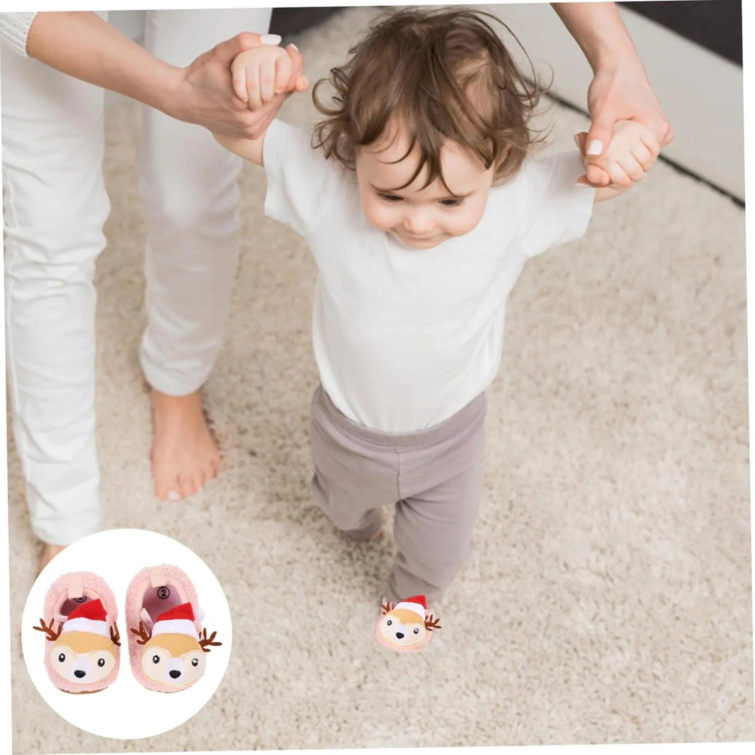 1 Pair reindeer baby shoes newborn crib house shoes newborn plush shoes infant slipper baby shower toddler soft sole toddler cot Baby Cotton Shoes floor shoes indoor