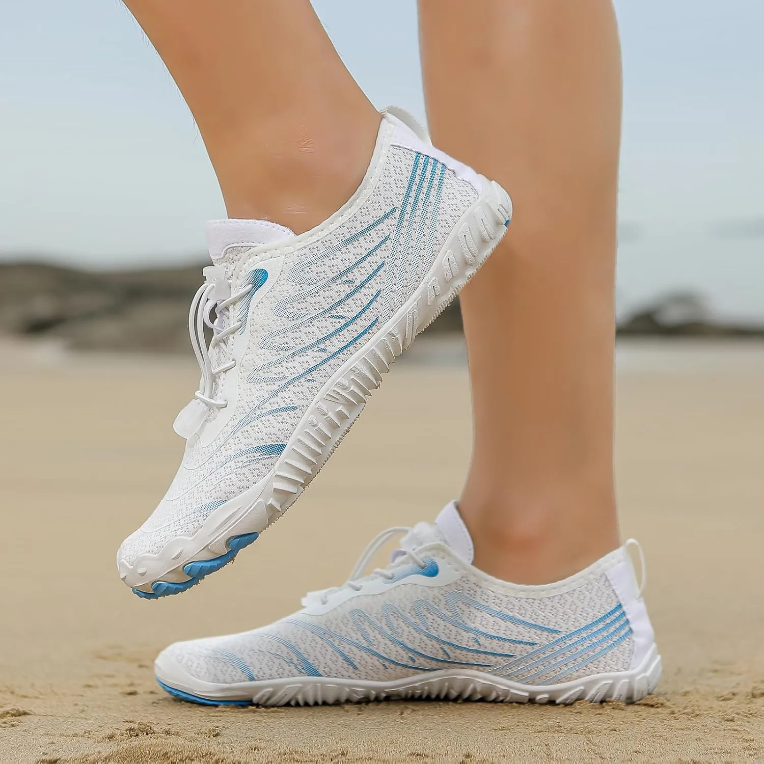 2025 Water Shoes Mens Womens Wide Toe Barefoot Shoes Breathable & Non-Slip Athletic Footwear Beach Swim Quick-Dry Aqua Socks Pool Shoes for Hiking Diving Walking