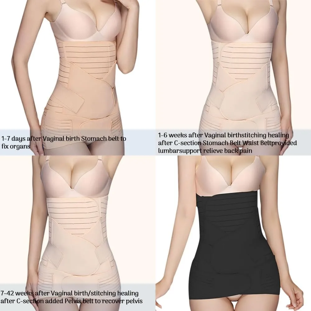 3 in 1 Postpartum Pregnant Women Waist Support Recovery Belly/Waist/Pelvis Belt C Section Postpartum Belly Wrap Band Corset waist trainer(Black, Large)