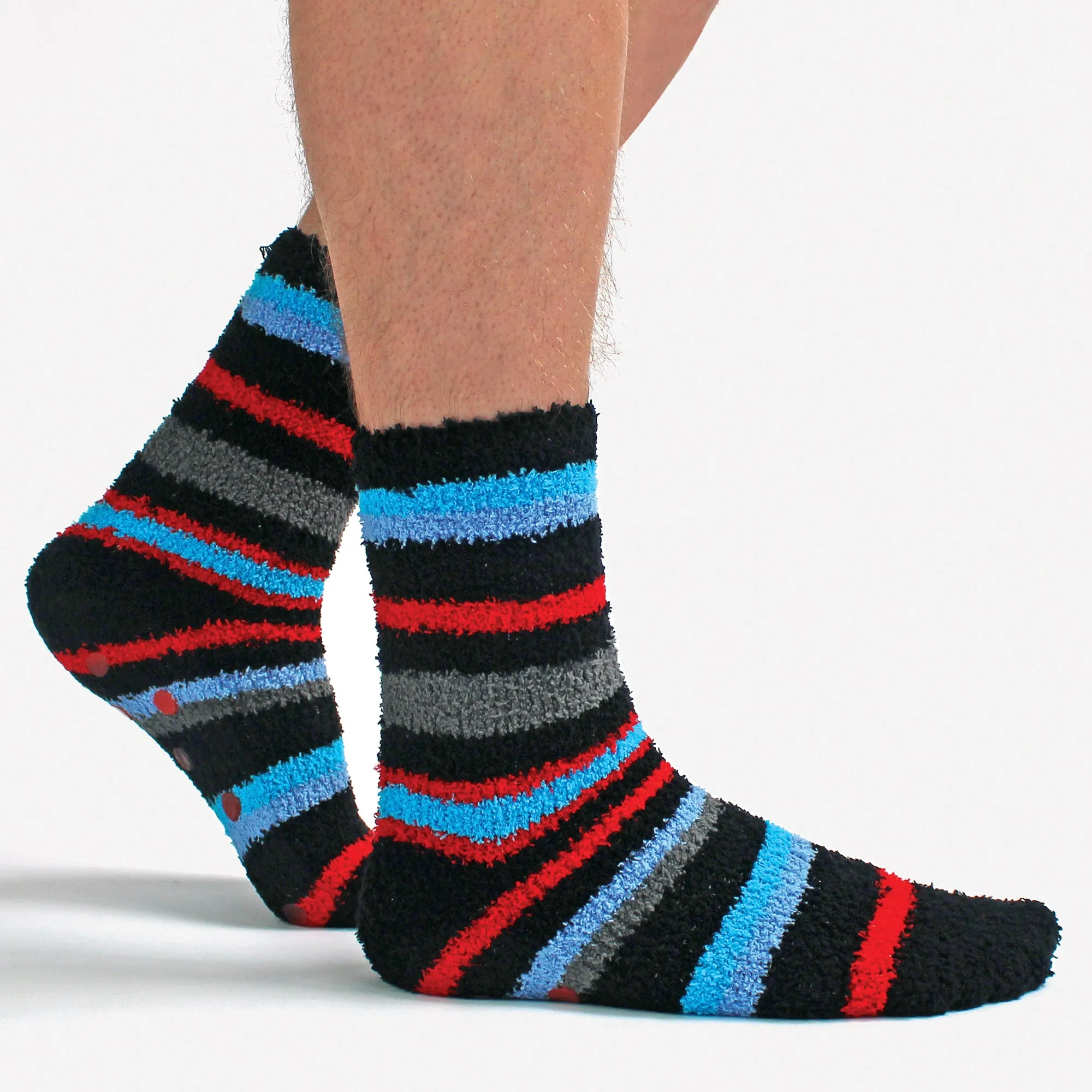 4 Pack Mens Cosy Soft Fluffy Slipper Bed Socks with Grips