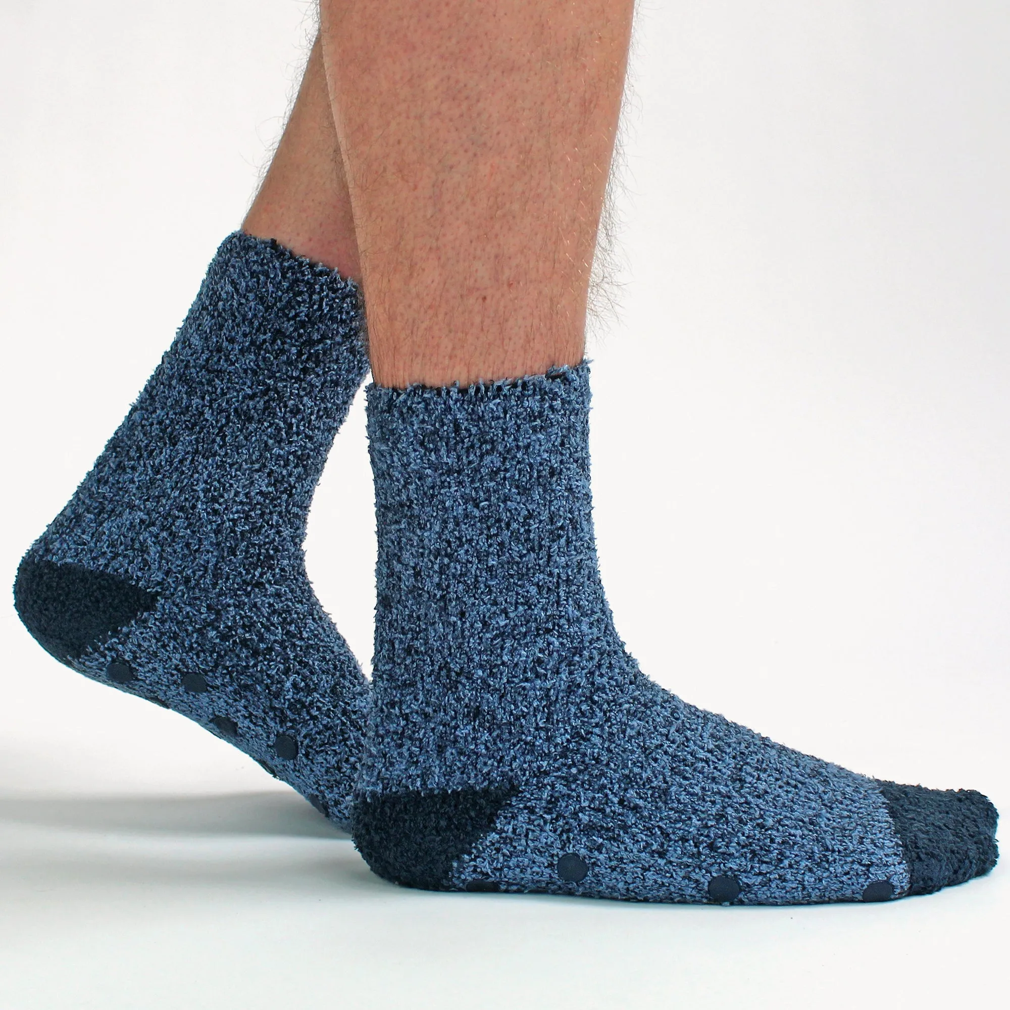 4 Pack Mens Cosy Soft Fluffy Slipper Bed Socks with Grips