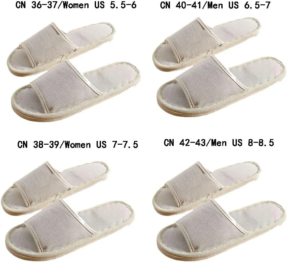 4 Pairs Spa Slippers with Different Sizes, Non Slip Disposable Slippers for Guest, Washable Reusable,Open Toe House Shoes Slide Slipper Women Men, Indoor, Bedroom, Hotel, Bride Slippers