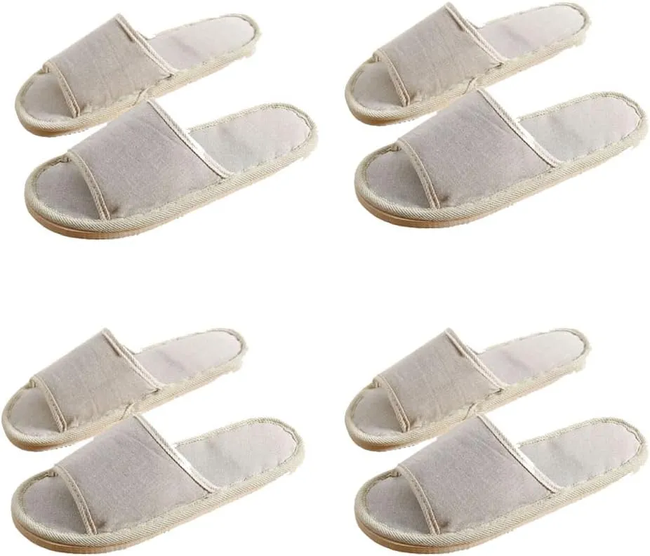 4 Pairs Spa Slippers with Different Sizes, Non Slip Disposable Slippers for Guest, Washable Reusable,Open Toe House Shoes Slide Slipper Women Men, Indoor, Bedroom, Hotel, Bride Slippers