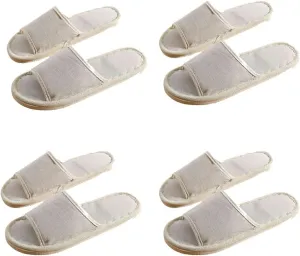 4 Pairs Spa Slippers with Different Sizes, Non Slip Disposable Slippers for Guest, Washable Reusable,Open Toe House Shoes Slide Slipper Women Men, Indoor, Bedroom, Hotel, Bride Slippers