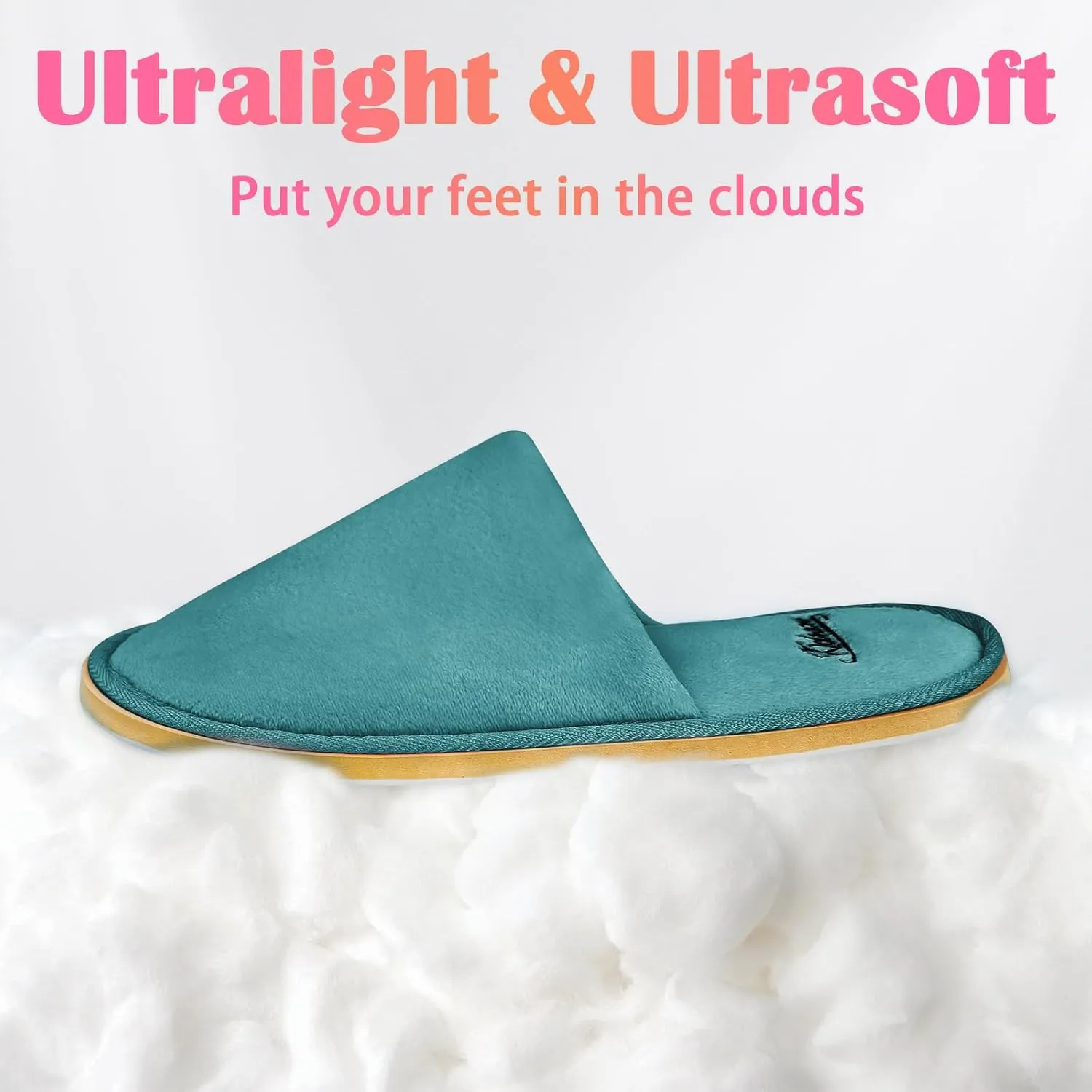 6-12 Pairs Disposable Slippers for Guests Non-slip Spa Slippers, Super Large Crystal Velvet Closed Toe Guest Slippers Reusable Thickened Upper & Sole Hotel Slippers for Women, Men, Travel