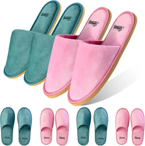 6-12 Pairs Disposable Slippers for Guests Non-slip Spa Slippers, Super Large Crystal Velvet Closed Toe Guest Slippers Reusable Thickened Upper & Sole Hotel Slippers for Women, Men, Travel