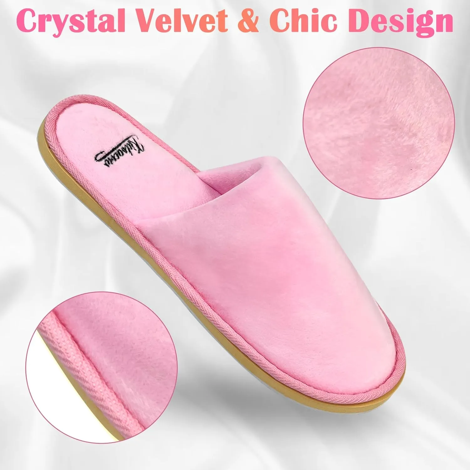 6-12 Pairs Disposable Slippers for Guests Non-slip Spa Slippers, Super Large Crystal Velvet Closed Toe Guest Slippers Reusable Thickened Upper & Sole Hotel Slippers for Women, Men, Travel