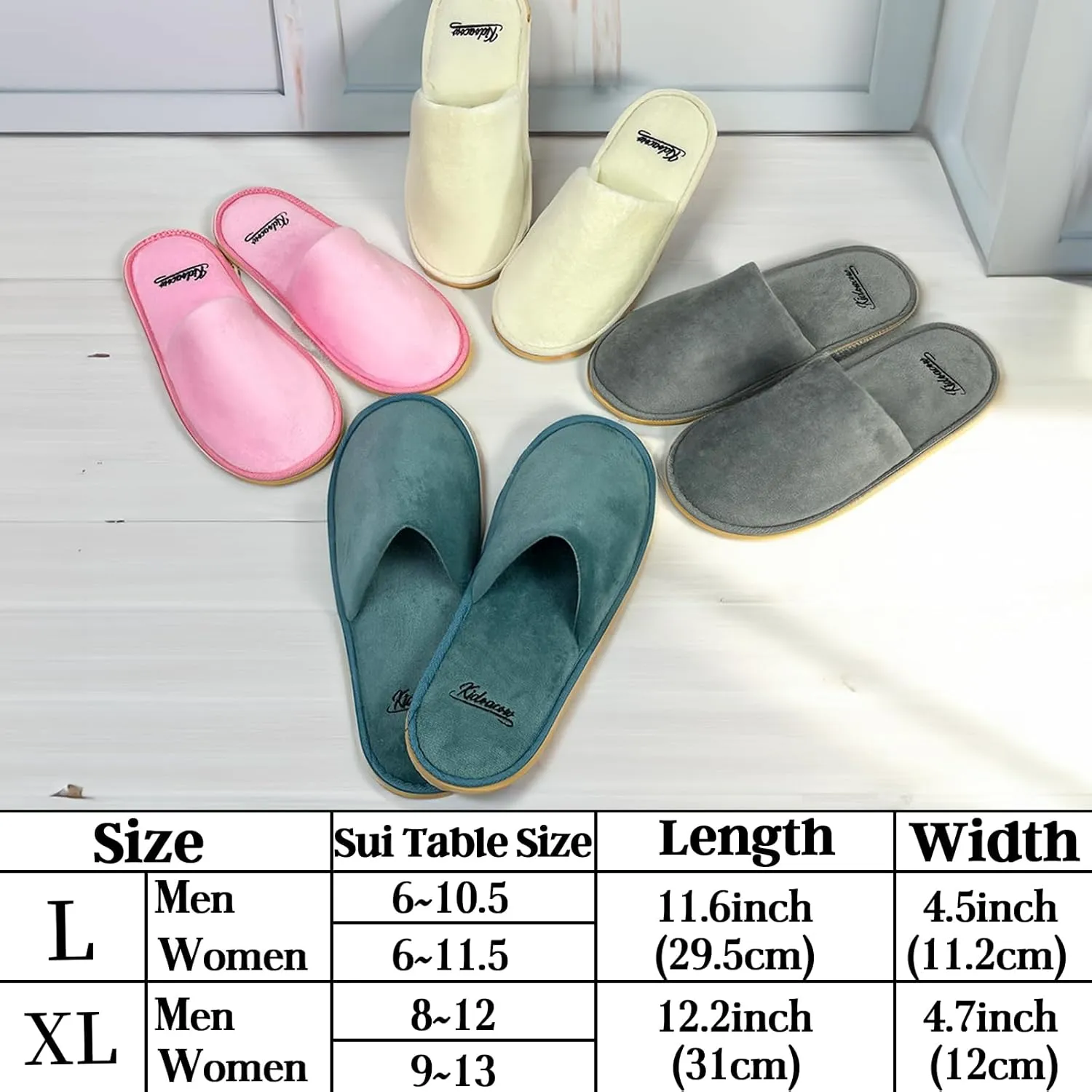 6-12 Pairs Disposable Slippers for Guests Non-slip Spa Slippers, Super Large Crystal Velvet Closed Toe Guest Slippers Reusable Thickened Upper & Sole Hotel Slippers for Women, Men, Travel