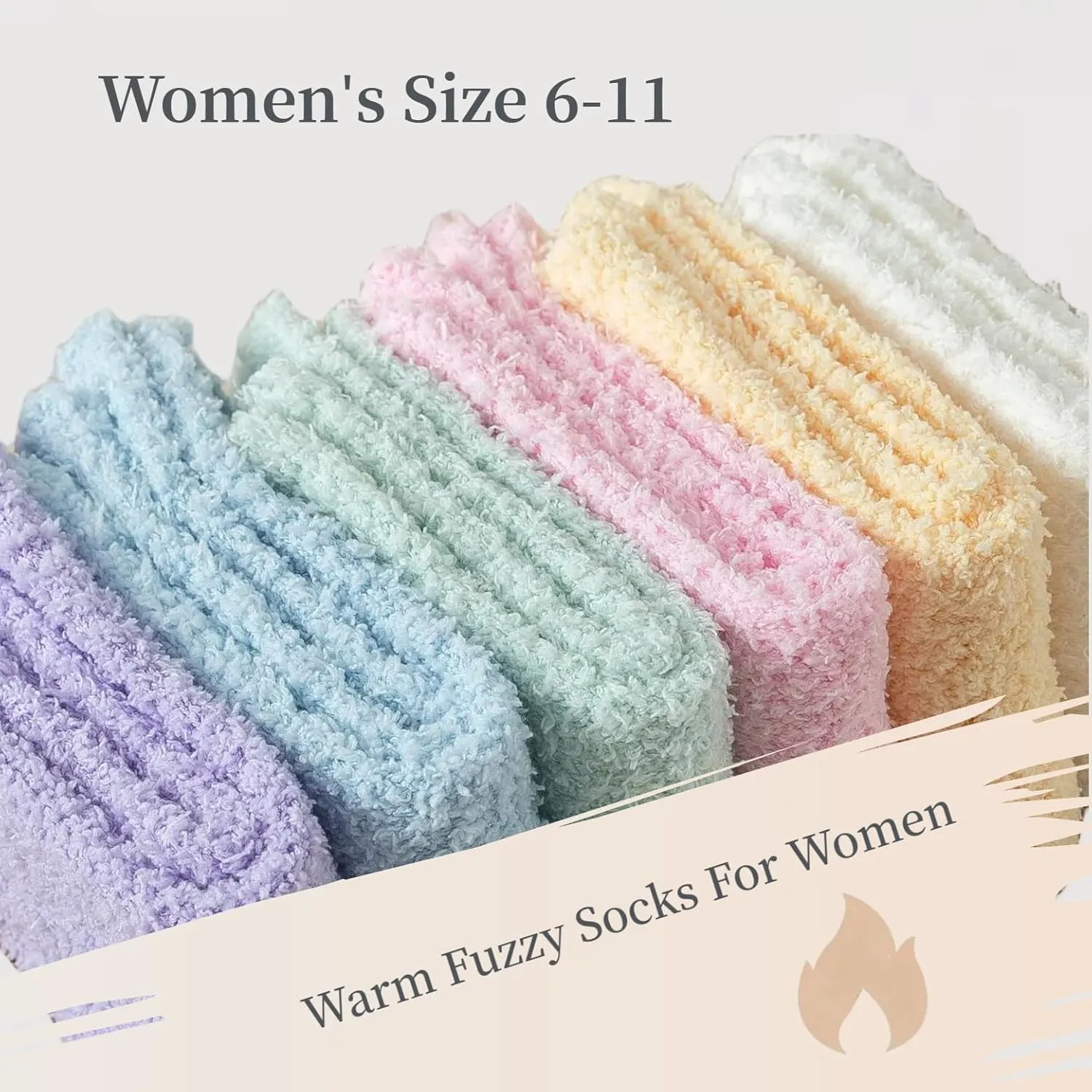 6 Pairs Fuzzy Socks For Women Soft Home Slipper Socks Fluffy Sleeping Socks don't Shed Lint