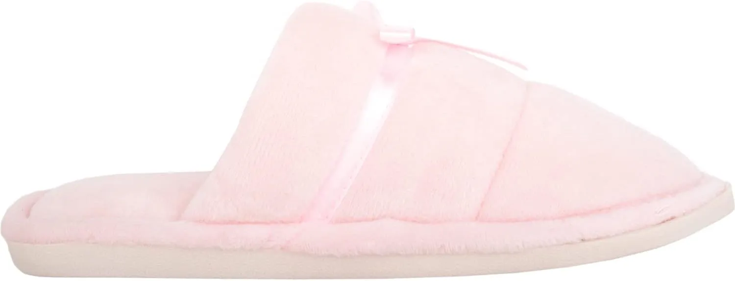 ABSOLUTE FOOTWEAR Womens Easy Slip On Winter Mule Slipper with Cushioned Insock and Bow Design