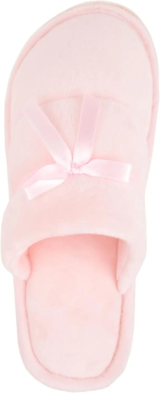 ABSOLUTE FOOTWEAR Womens Easy Slip On Winter Mule Slipper with Cushioned Insock and Bow Design