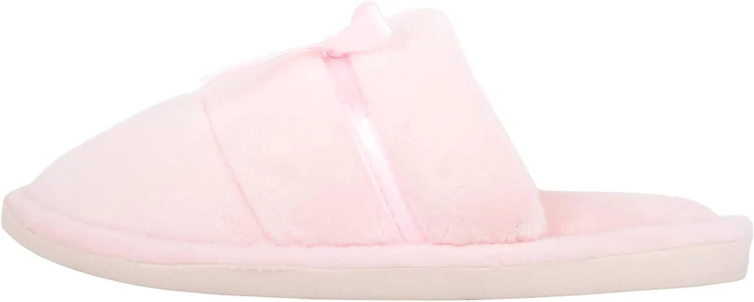 ABSOLUTE FOOTWEAR Womens Easy Slip On Winter Mule Slipper with Cushioned Insock and Bow Design