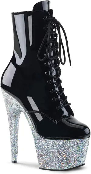 ADORE-1020LG - 7" Heel Ankle Boot with Iridescent Glittered Platform