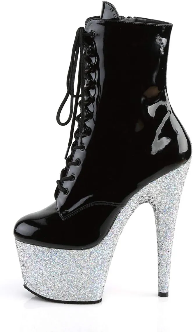 ADORE-1020LG - 7" Heel Ankle Boot with Iridescent Glittered Platform