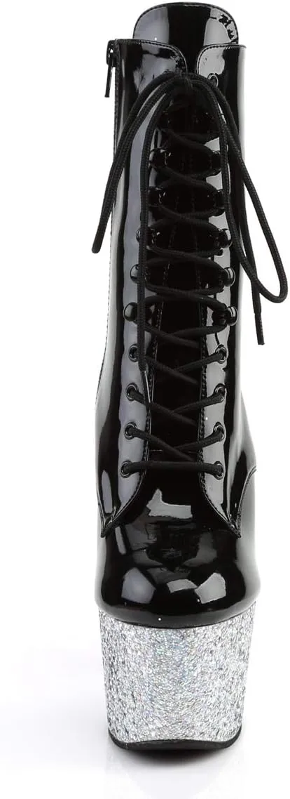 ADORE-1020LG - 7" Heel Ankle Boot with Iridescent Glittered Platform