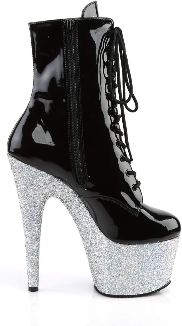ADORE-1020LG - 7" Heel Ankle Boot with Iridescent Glittered Platform