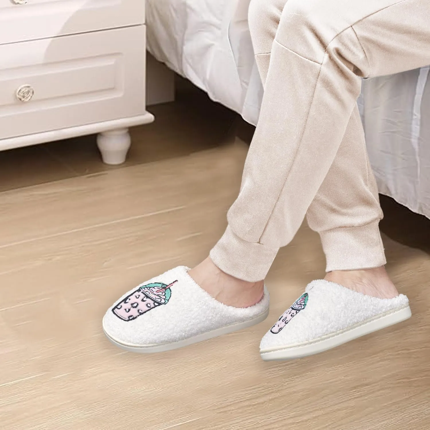 AEROPOSTALE Women's Slippers - Fuzzy Cushioned Comfort Slip-On House Shoes Clog Slipper, Indoor Outdoor Slippers - Printed Design- Slippers for Women