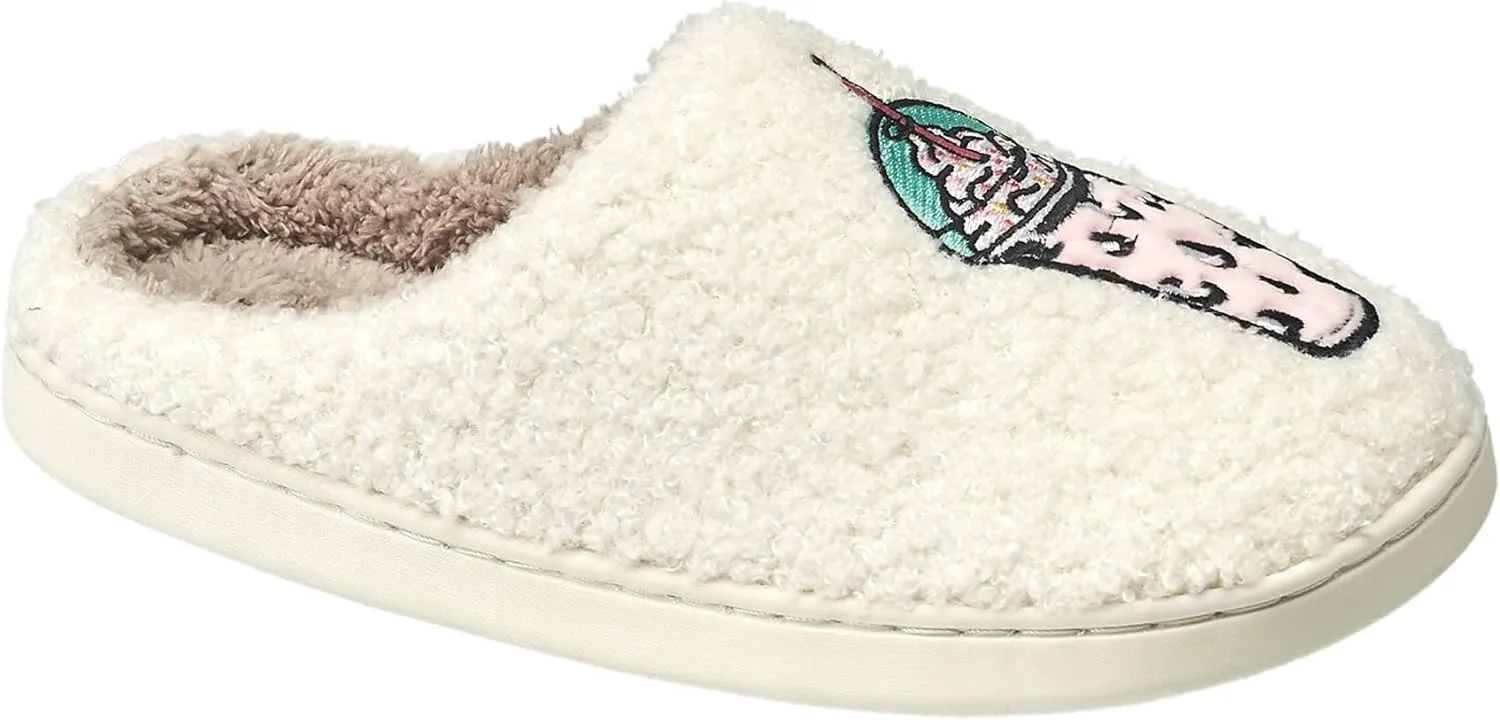 AEROPOSTALE Women's Slippers - Fuzzy Cushioned Comfort Slip-On House Shoes Clog Slipper, Indoor Outdoor Slippers - Printed Design- Slippers for Women