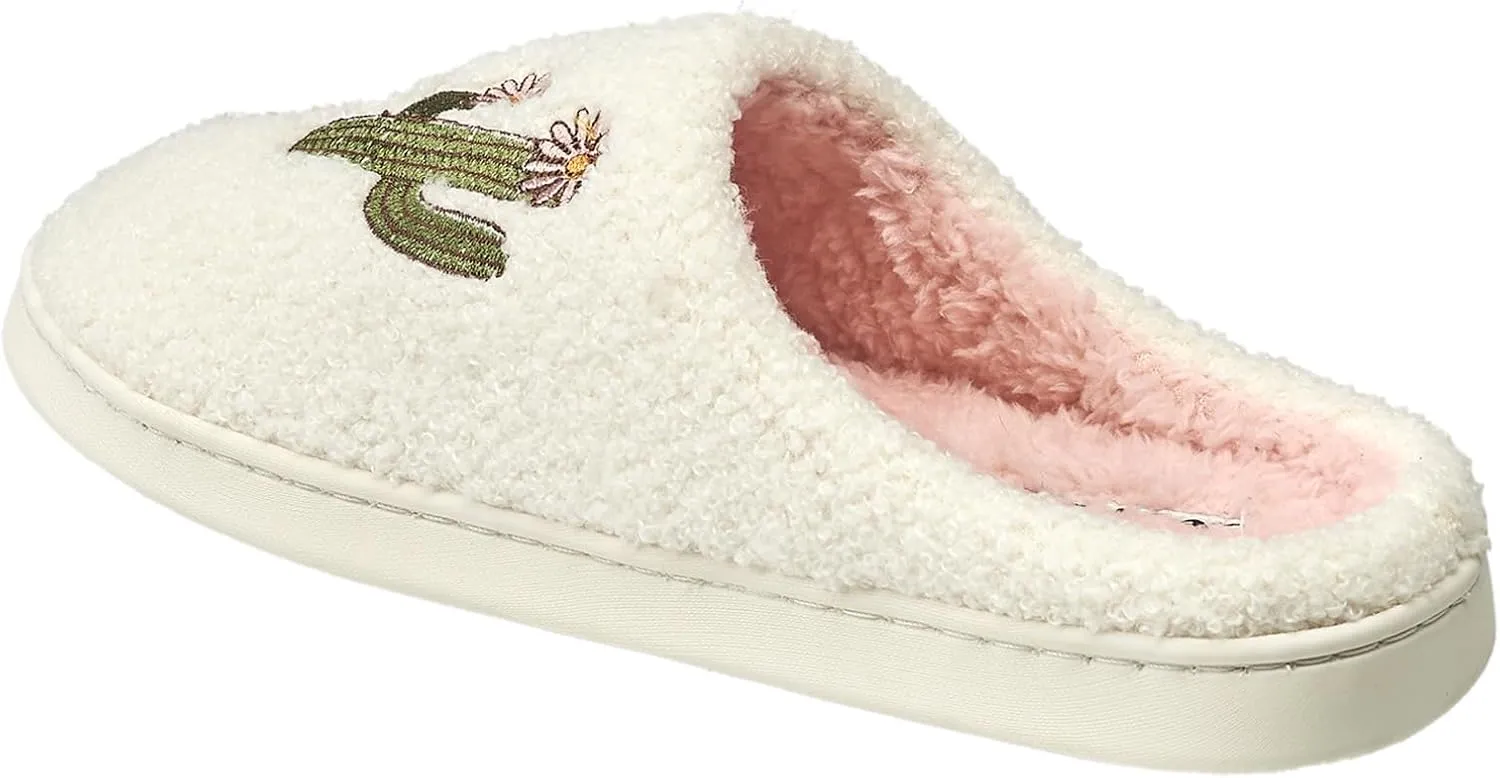 AEROPOSTALE Women's Slippers - Fuzzy Cushioned Comfort Slip-On House Shoes Clog Slipper, Indoor Outdoor Slippers - Printed Design- Slippers for Women