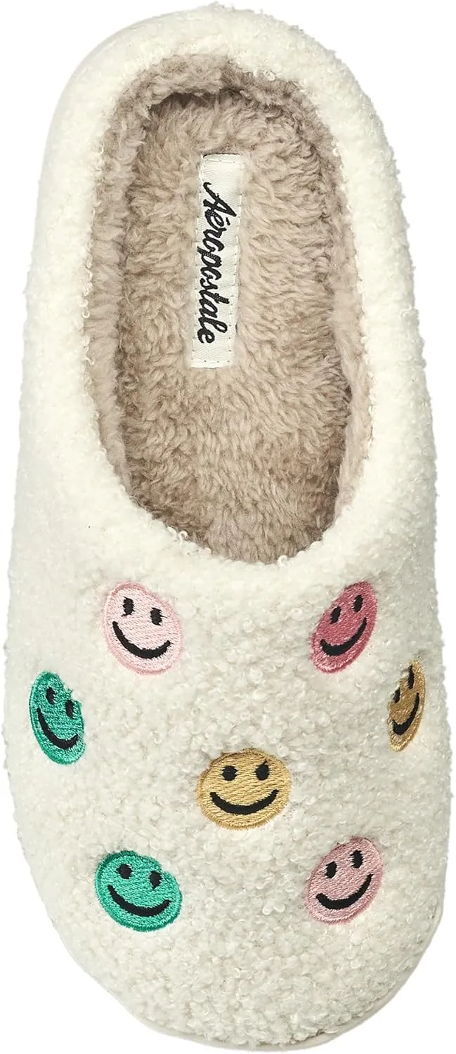 AEROPOSTALE Women's Slippers - Fuzzy Cushioned Comfort Slip-On House Shoes Clog Slipper, Indoor Outdoor Slippers - Printed Design- Slippers for Women