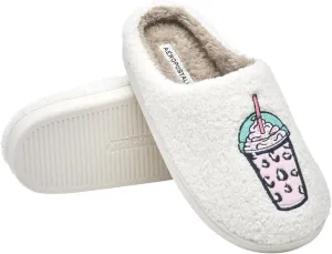 AEROPOSTALE Women's Slippers - Fuzzy Cushioned Comfort Slip-On House Shoes Clog Slipper, Indoor Outdoor Slippers - Printed Design- Slippers for Women