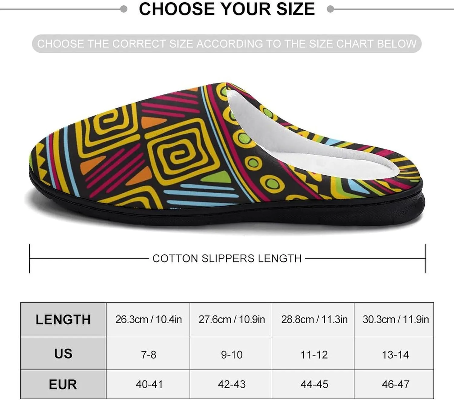 African Tribal Printing Men's Cotton Slipper House Warm Shoes Adult Slip On Soft Memory Foam for Indoor Outdoor