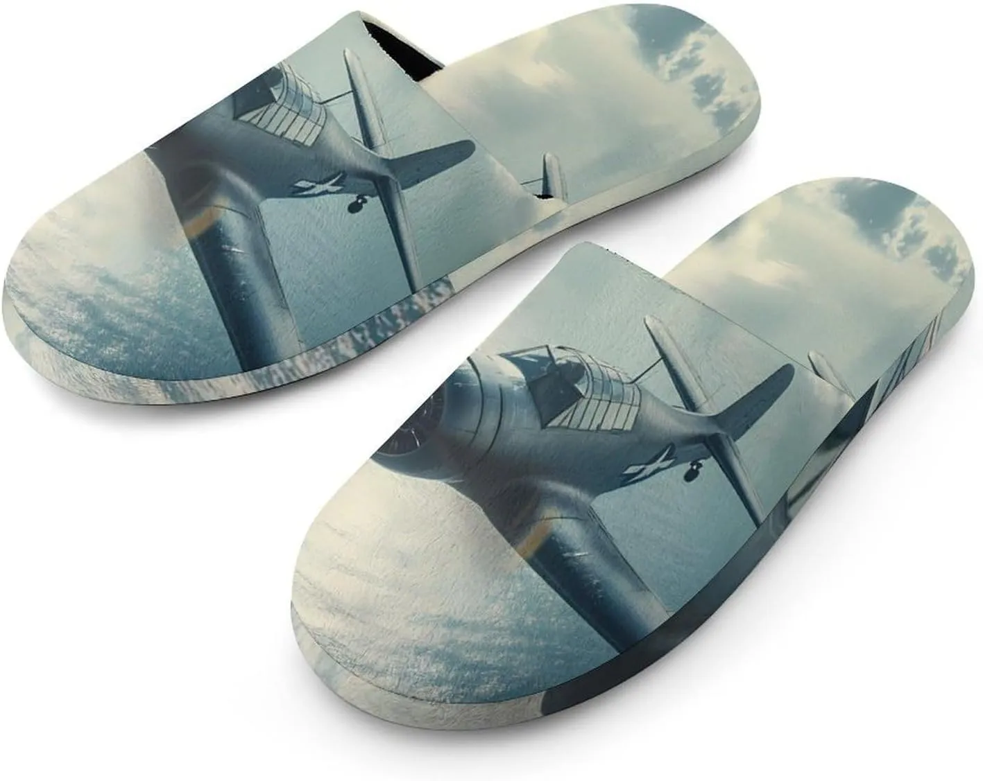 Airplane Aviation Mens Slippers Warm House Shoes Cotton Slippers Home Bedroom Slippers Casual Shoes