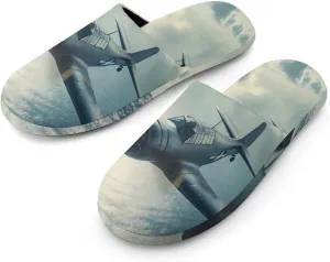 Airplane Aviation Mens Slippers Warm House Shoes Cotton Slippers Home Bedroom Slippers Casual Shoes