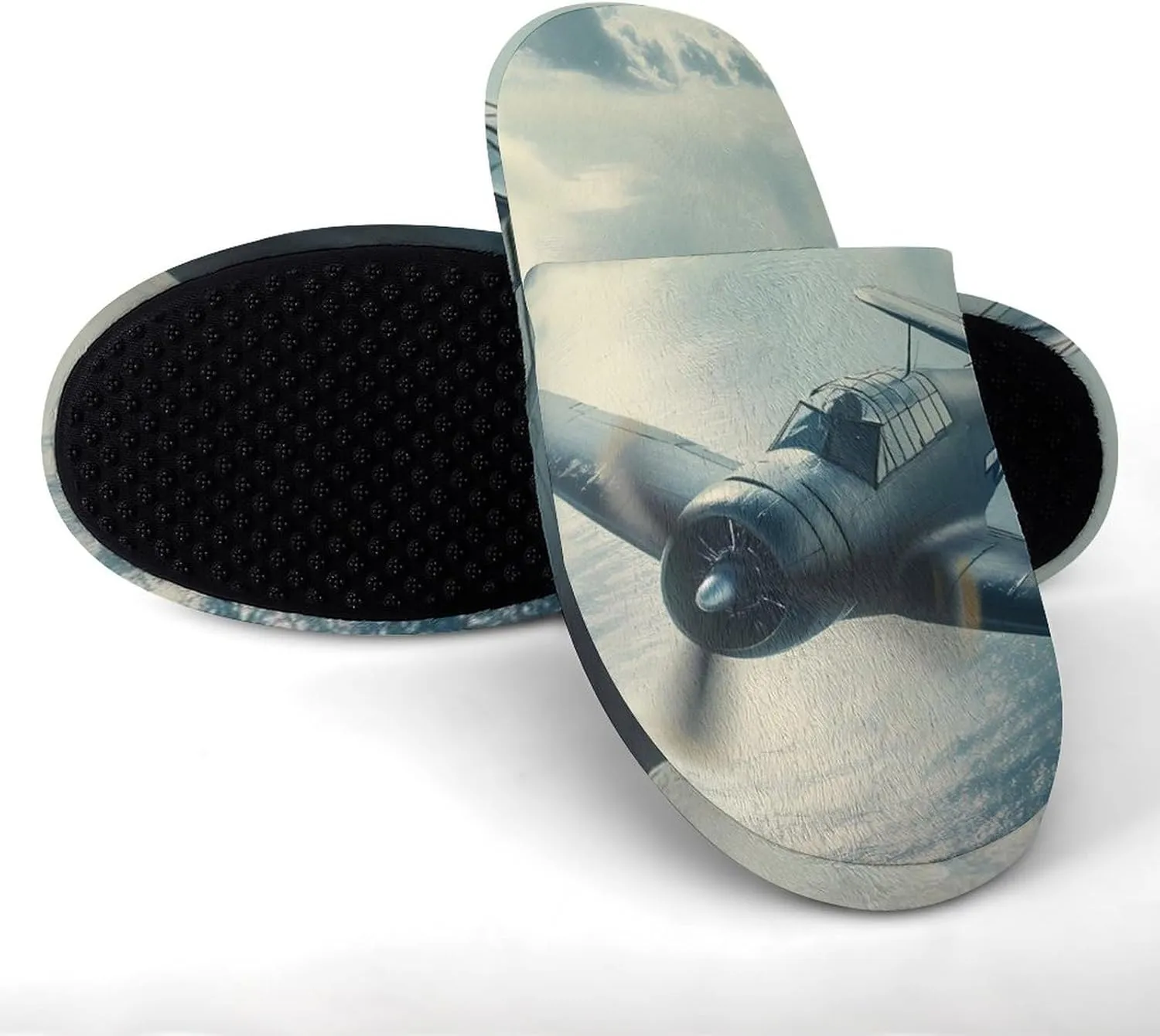 Airplane Aviation Mens Slippers Warm House Shoes Cotton Slippers Home Bedroom Slippers Casual Shoes