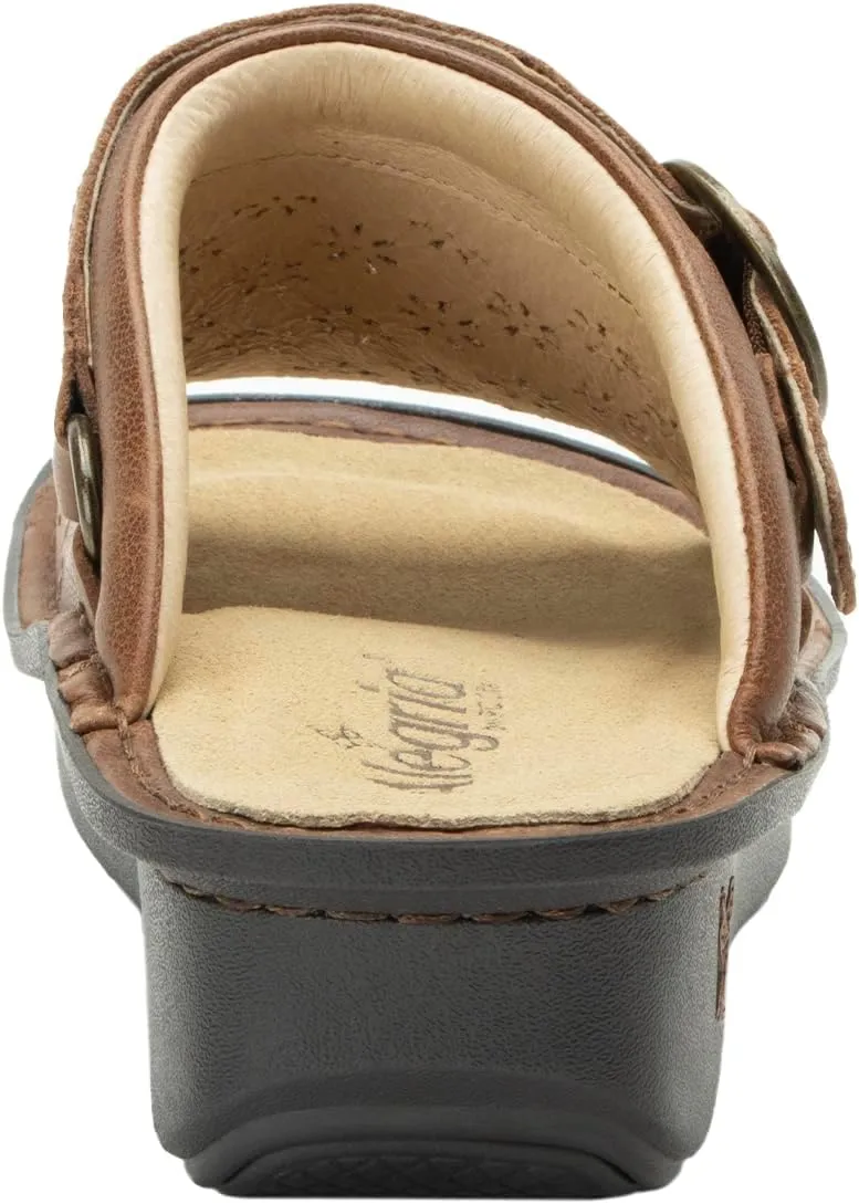 Alegria Womens Klover - Leather Adjustable Slide - Timeless Comfort, Arch Support and Stylish Women's Shoe for Easy Step In - Slip-Resistant - Nursing and Healthcare Professionals