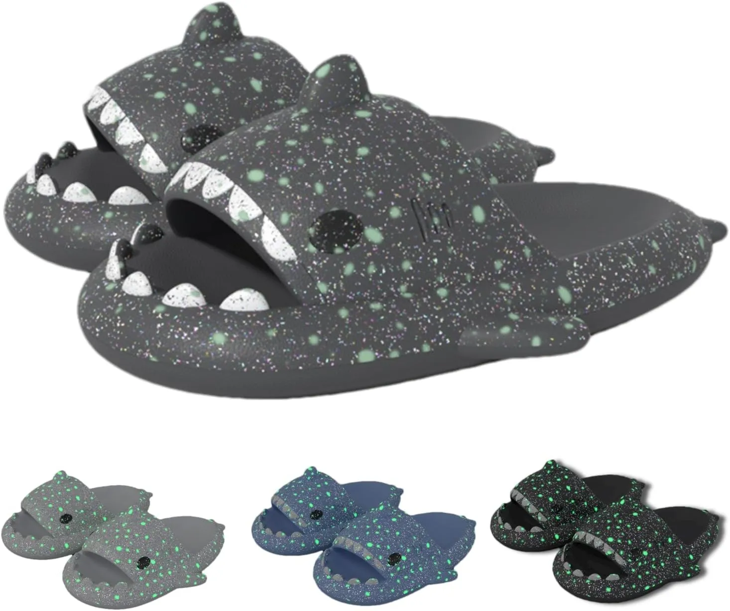 allgala Shark Slides for Women Men and Big Kids Novelty Soft Slippers Open Toe Shark Sandals Cushioned Slides Beach Pool Shower Cruise Slippers with Comfy Cushioned Thick Sole