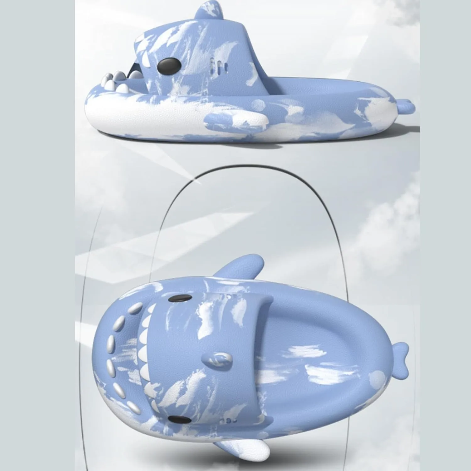 allgala Shark Slides for Women Men and Big Kids Novelty Soft Slippers Open Toe Shark Sandals Cushioned Slides Beach Pool Shower Cruise Slippers with Comfy Cushioned Thick Sole