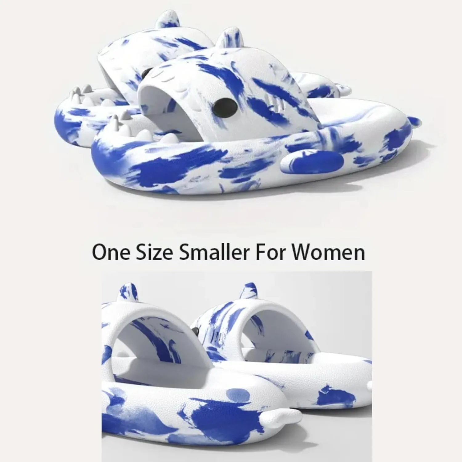 allgala Shark Slides for Women Men and Big Kids Novelty Soft Slippers Open Toe Shark Sandals Cushioned Slides Beach Pool Shower Cruise Slippers with Comfy Cushioned Thick Sole
