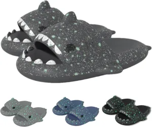 allgala Shark Slides for Women Men and Big Kids Novelty Soft Slippers Open Toe Shark Sandals Cushioned Slides Beach Pool Shower Cruise Slippers with Comfy Cushioned Thick Sole