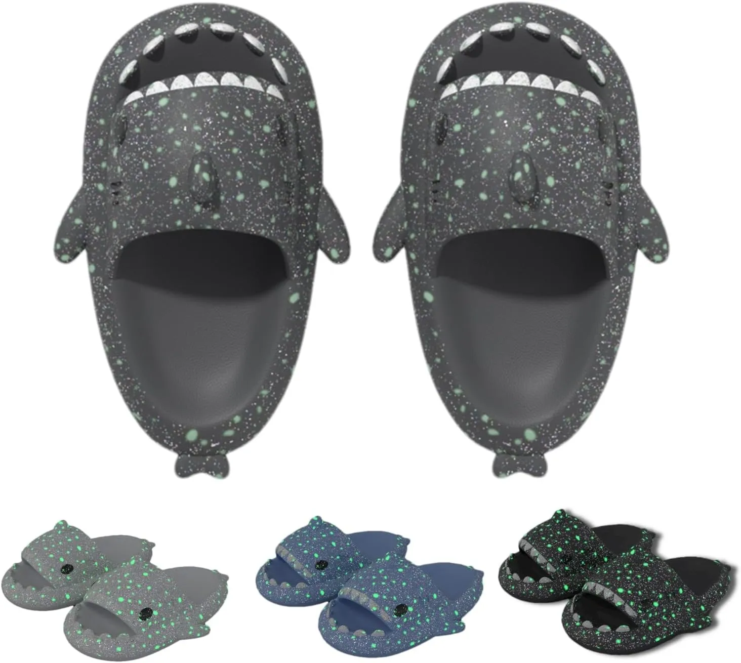 allgala Shark Slides for Women Men and Big Kids Novelty Soft Slippers Open Toe Shark Sandals Cushioned Slides Beach Pool Shower Cruise Slippers with Comfy Cushioned Thick Sole