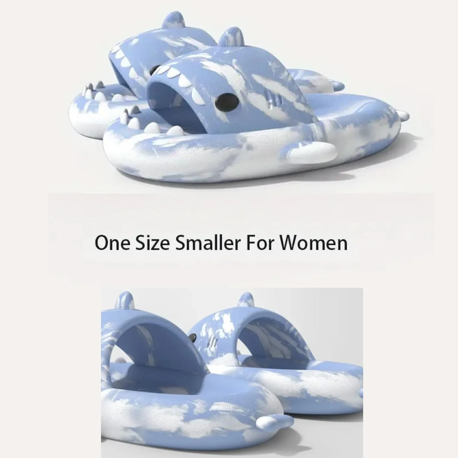 allgala Shark Slides for Women Men and Big Kids Novelty Soft Slippers Open Toe Shark Sandals Cushioned Slides Beach Pool Shower Cruise Slippers with Comfy Cushioned Thick Sole