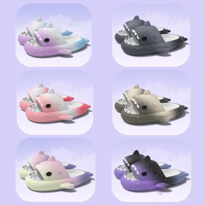 allgala Shark Slides for Women Men and Big Kids Novelty Soft Slippers Open Toe Shark Sandals Cushioned Slides Beach Pool Shower Cruise Slippers with Comfy Cushioned Thick Sole