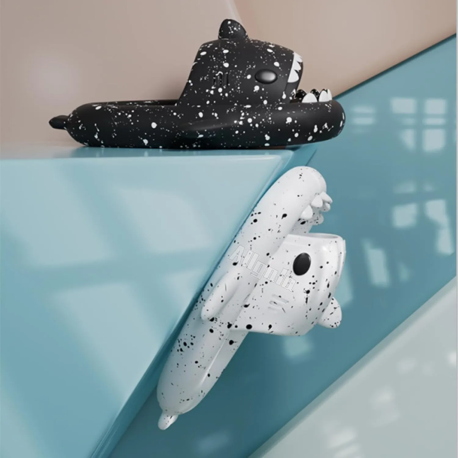 allgala Shark Slides for Women Men and Big Kids Novelty Soft Slippers Open Toe Shark Sandals Cushioned Slides Beach Pool Shower Cruise Slippers with Comfy Cushioned Thick Sole