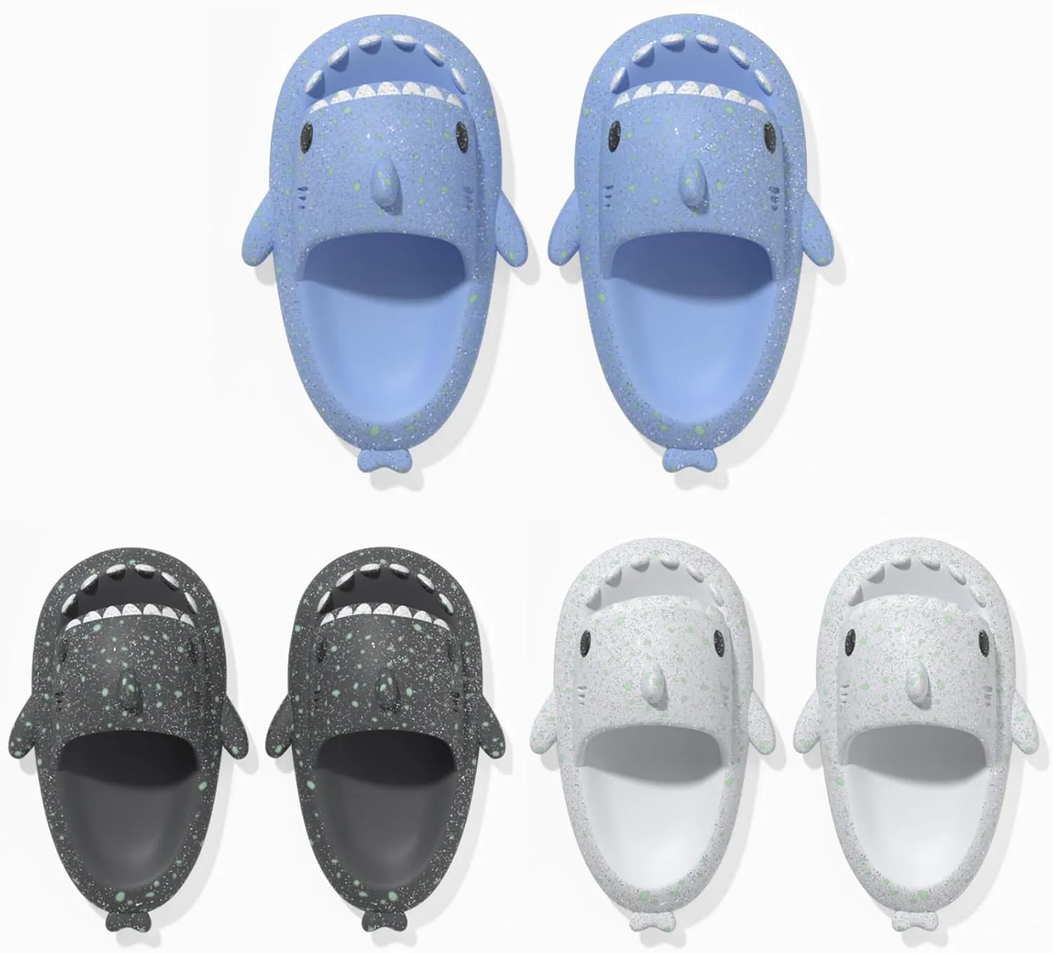 allgala Shark Slides for Women Men and Big Kids Novelty Soft Slippers Open Toe Shark Sandals Cushioned Slides Beach Pool Shower Cruise Slippers with Comfy Cushioned Thick Sole