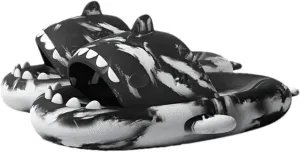 allgala Shark Slides for Women Men and Big Kids Novelty Soft Slippers Open Toe Shark Sandals Cushioned Slides Beach Pool Shower Cruise Slippers with Comfy Cushioned Thick Sole
