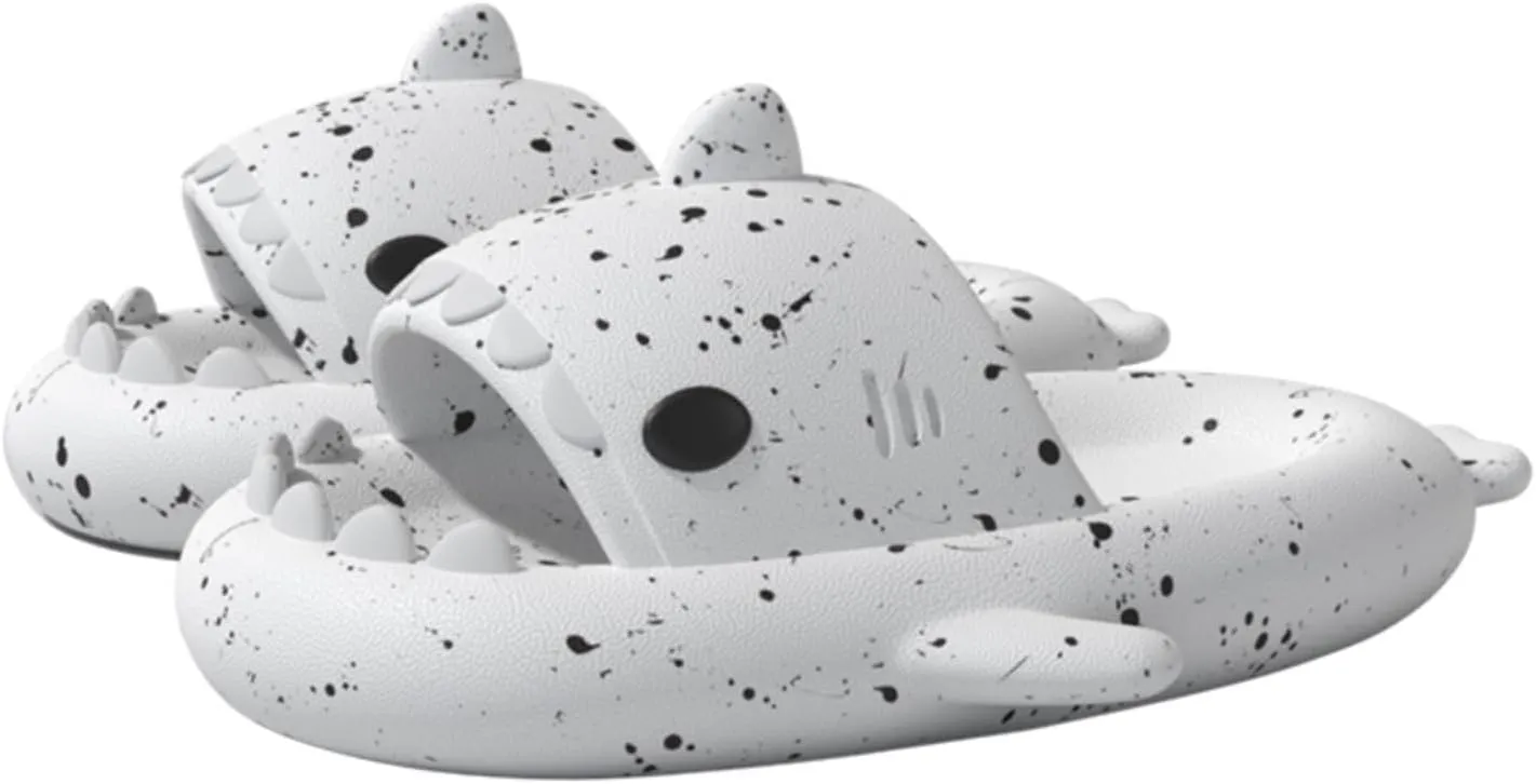 allgala Shark Slides for Women Men and Big Kids Novelty Soft Slippers Open Toe Shark Sandals Cushioned Slides Beach Pool Shower Cruise Slippers with Comfy Cushioned Thick Sole