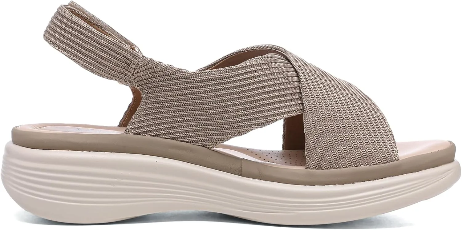 Altxic Women's Open Toe Crisscross Woven Comfy Casual Adjustable Buckle Strap Slingback Casual Walking Sport Sandals