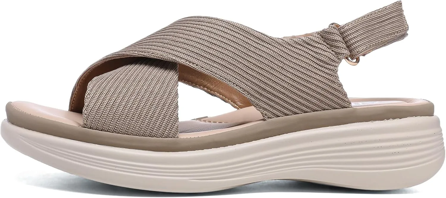 Altxic Women's Open Toe Crisscross Woven Comfy Casual Adjustable Buckle Strap Slingback Casual Walking Sport Sandals