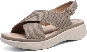 Altxic Women's Open Toe Crisscross Woven Comfy Casual Adjustable Buckle Strap Slingback Casual Walking Sport Sandals
