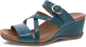 Ana Wedge Sandal for Women – Cushioned, Contoured Footbed for All-Day Comfort and Support – Adjustable Hook & Loop Strap with Buckle Detail – Lightweight Rubber Outsole